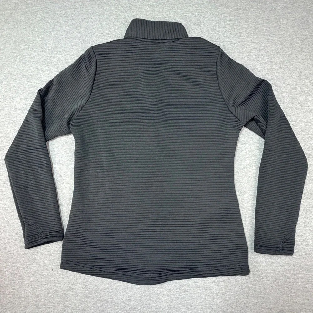 EUC Adidas Golf Women Medium Black Ribbed Full Zip Jacket Thumbhole Athletic Top